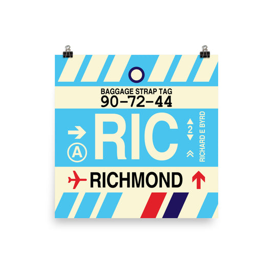 Travel-Themed Poster Print • RIC Richmond • YHM Designs - Image 01