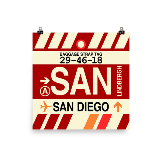 Travel-Themed Poster Print • SAN San Diego • YHM Designs - Image 01