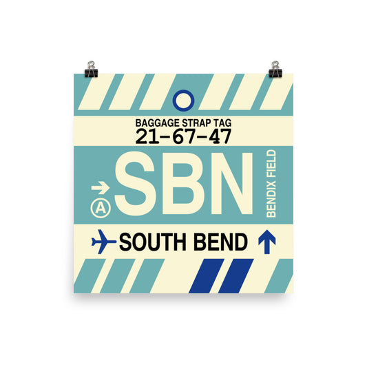 Travel-Themed Poster Print • SBN South Bend Souvenir • YHM Designs - Image 01