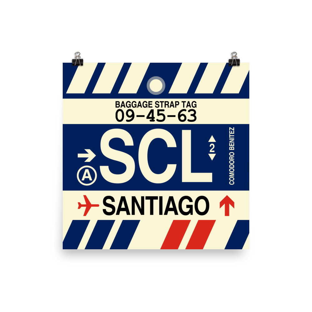 Travel-Themed Poster Print • SCL Santiago Souvenir • YHM Designs - Image 01
