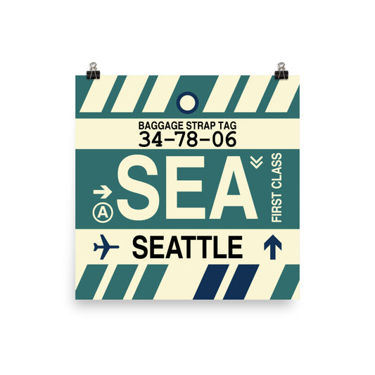 Travel-Themed Poster Print • SEA Seattle • YHM Designs - Image 01
