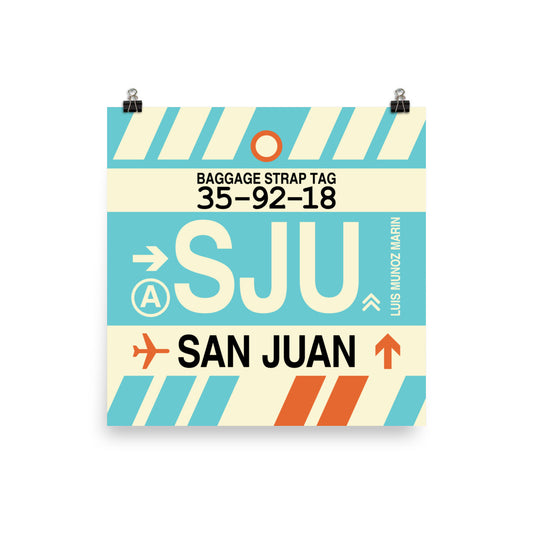 Travel-Themed Poster Print • SJU San Juan • YHM Designs - Image 01