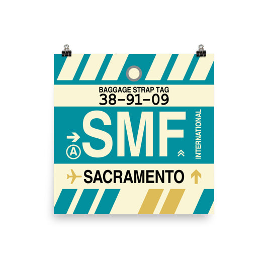 Travel-Themed Poster Print • SMF Sacramento Souvenir • YHM Designs - Image 01