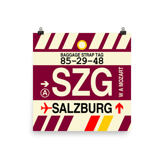 Travel-Themed Poster Print • SZG Salzburg • YHM Designs - Image 01