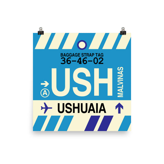 Travel-Themed Poster Print • USH Ushuaia Souvenir • YHM Designs - Image 01