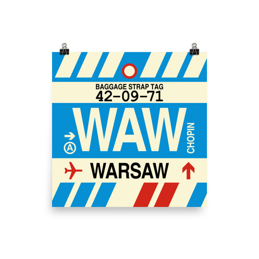Travel-Themed Poster Print • WAW Warsaw • YHM Designs - Image 01
