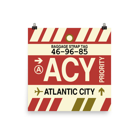 ACY Atlantic City Poster Print • Jet Age Baggage Tag Design • YHM Designs - Image 02