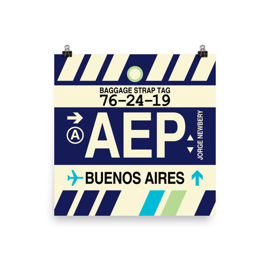 AEP Buenos Aires Poster Print • Jet Age Baggage Tag Design • YHM Designs - Image 02