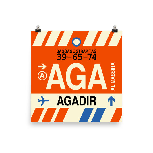 AGA Agadir Poster Print • Jet Age Baggage Tag Design • YHM Designs - Image 02