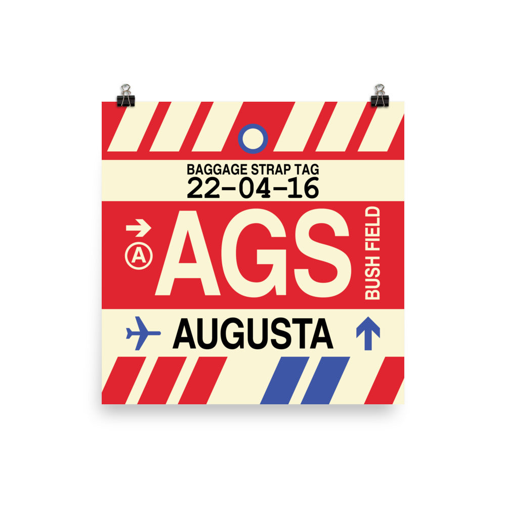 AGS Augusta Poster Print • Jet Age Baggage Tag Design • YHM Designs - Image 02