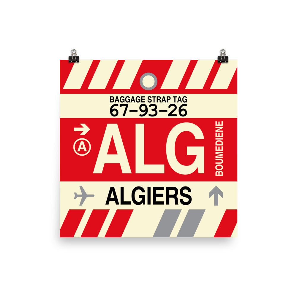 ALG Algiers Poster Print • Jet Age Baggage Tag Design • YHM Designs - Image 02