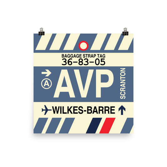 AVP Wilkes-Barre Scranton Poster Print • Jet Age Baggage Tag Design • YHM Designs - Image 02