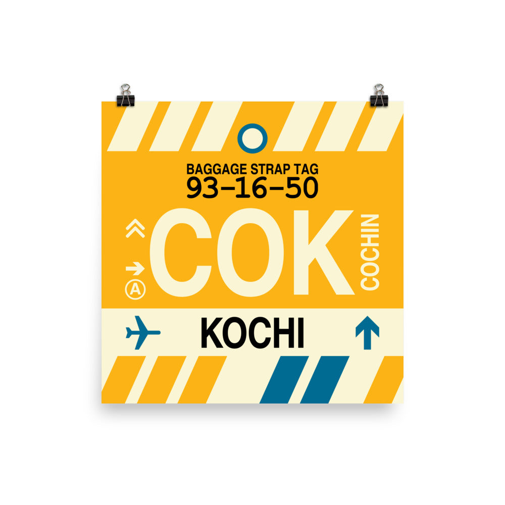 COK Kochi Poster Print • Jet Age Baggage Tag Design • YHM Designs - Image 02