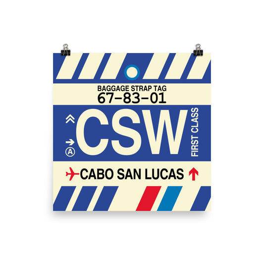 CSW Cabo San Lucas Poster Print • Jet Age Baggage Tag Design • YHM Designs - Image 02