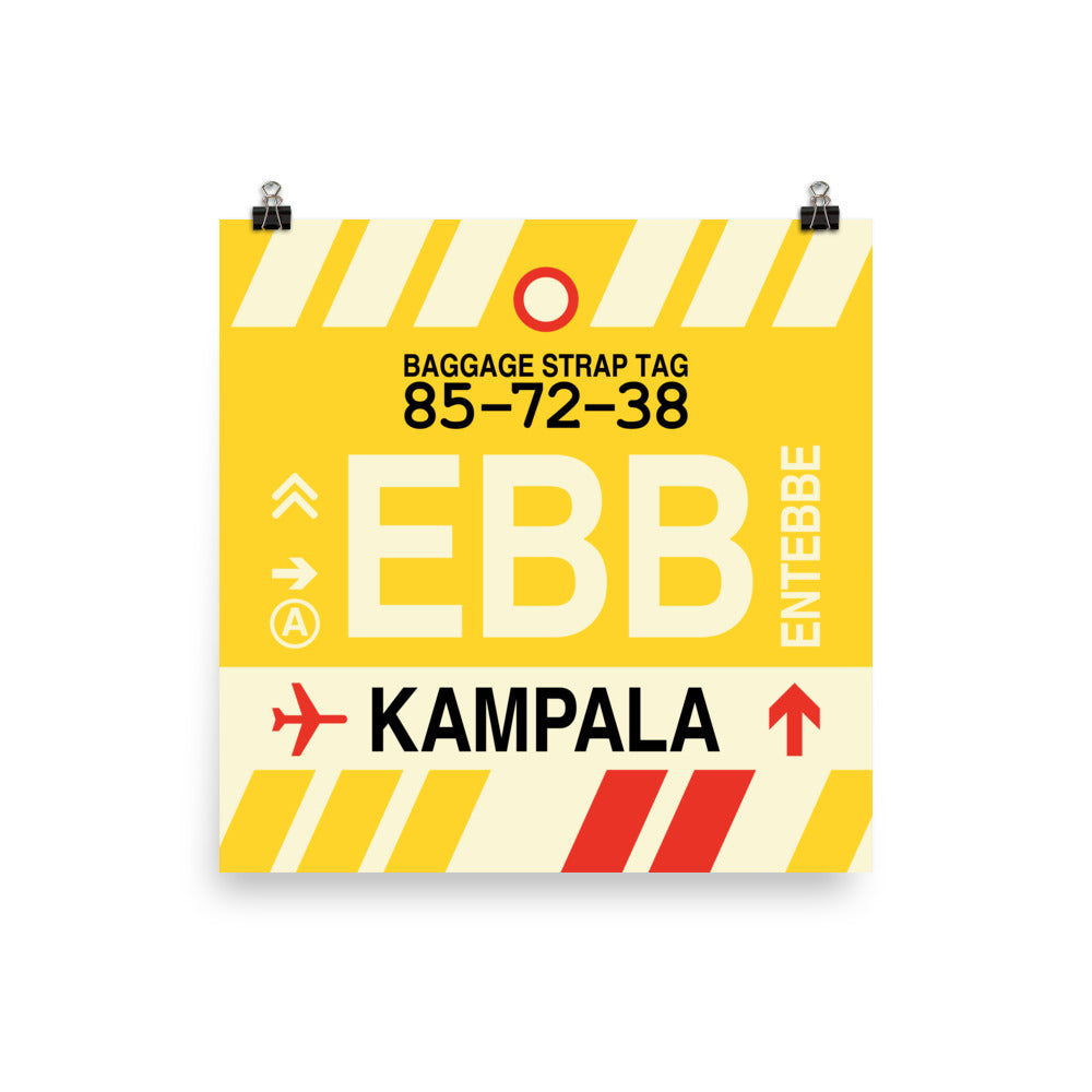 EBB Kampala Poster Print • Jet Age Baggage Tag Design • YHM Designs - Image 02