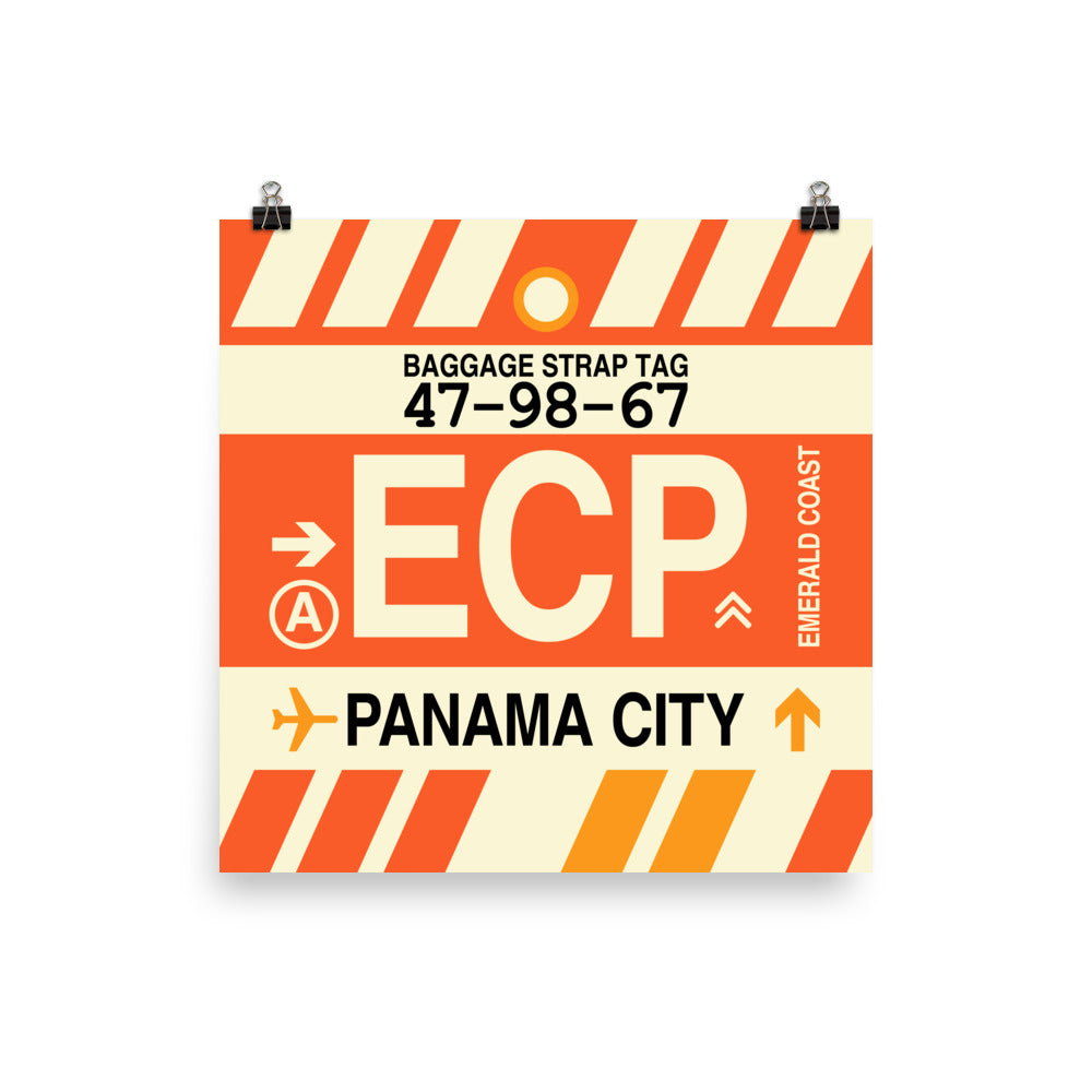 ECP Panama City Poster Print • Jet Age Baggage Tag Design • YHM Designs - Image 02