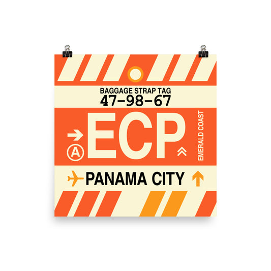 ECP Panama City Poster Print • Jet Age Baggage Tag Design • YHM Designs - Image 02
