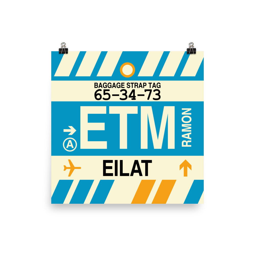 ETM Eilat Poster Print • Jet Age Baggage Tag Design • YHM Designs - Image 02