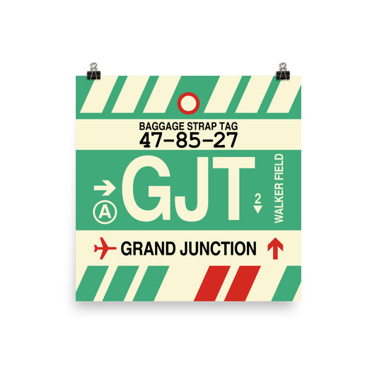 GJT Grand Junction Poster Print • Jet Age Baggage Tag Design • YHM Designs - Image 02