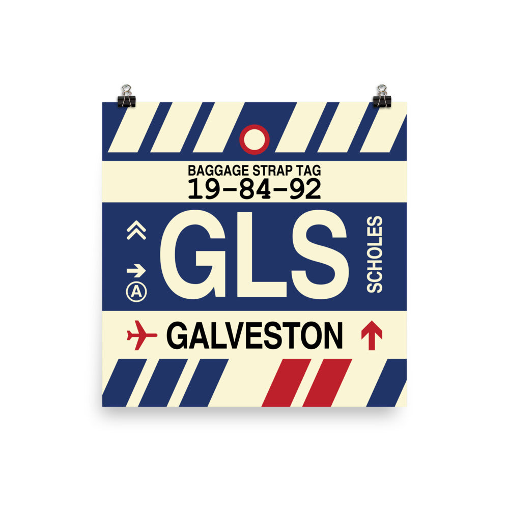 GLS Galveston Poster Print • Jet Age Baggage Tag Design • YHM Designs - Image 02