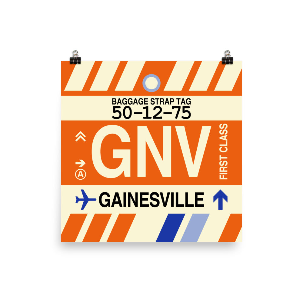 GNV Gainesville Poster Print • Jet Age Baggage Tag Design • YHM Designs - Image 02