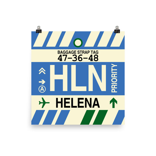 HLN Helena Poster Print • Jet Age Baggage Tag Design • YHM Designs - Image 02