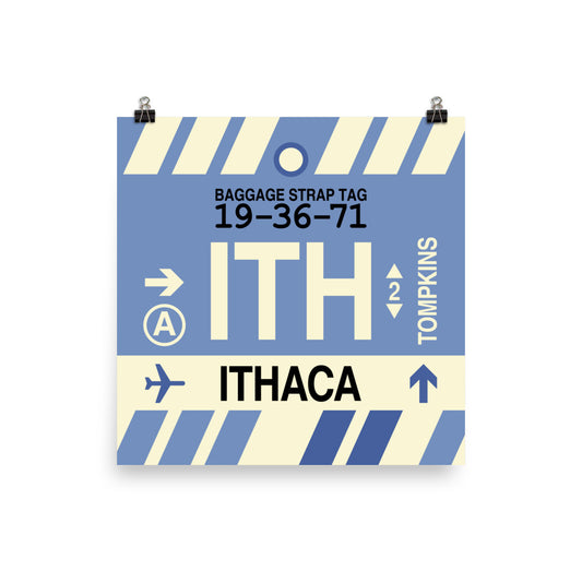 ITH Ithaca Poster Print • Jet Age Baggage Tag Design • YHM Designs - Image 02