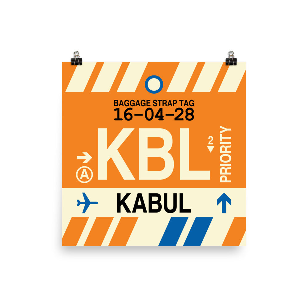 KBL Kabul Poster Print • Jet Age Baggage Tag Design • YHM Designs - Image 02
