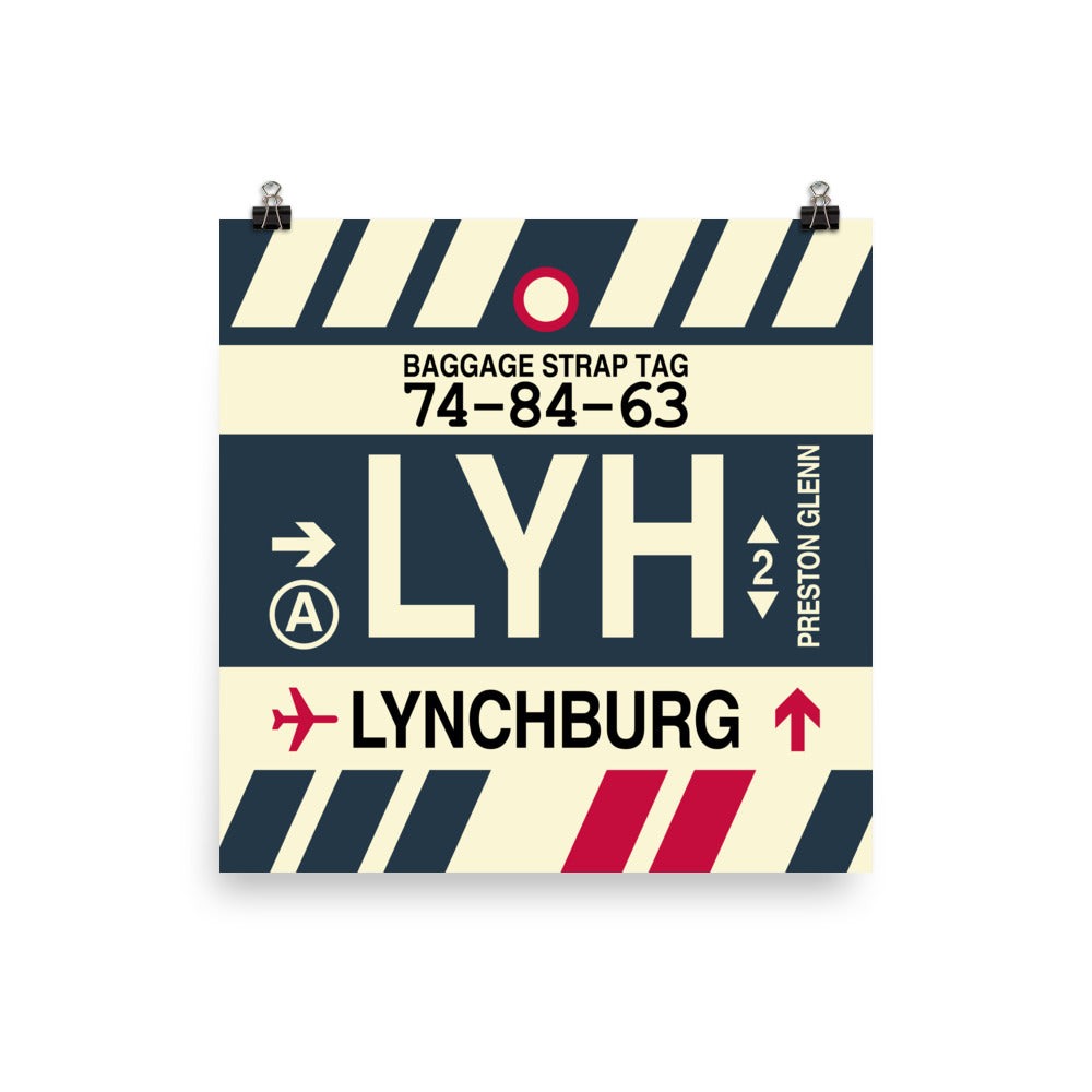 LYH Lynchburg Poster Print • Jet Age Baggage Tag Design • YHM Designs - Image 02