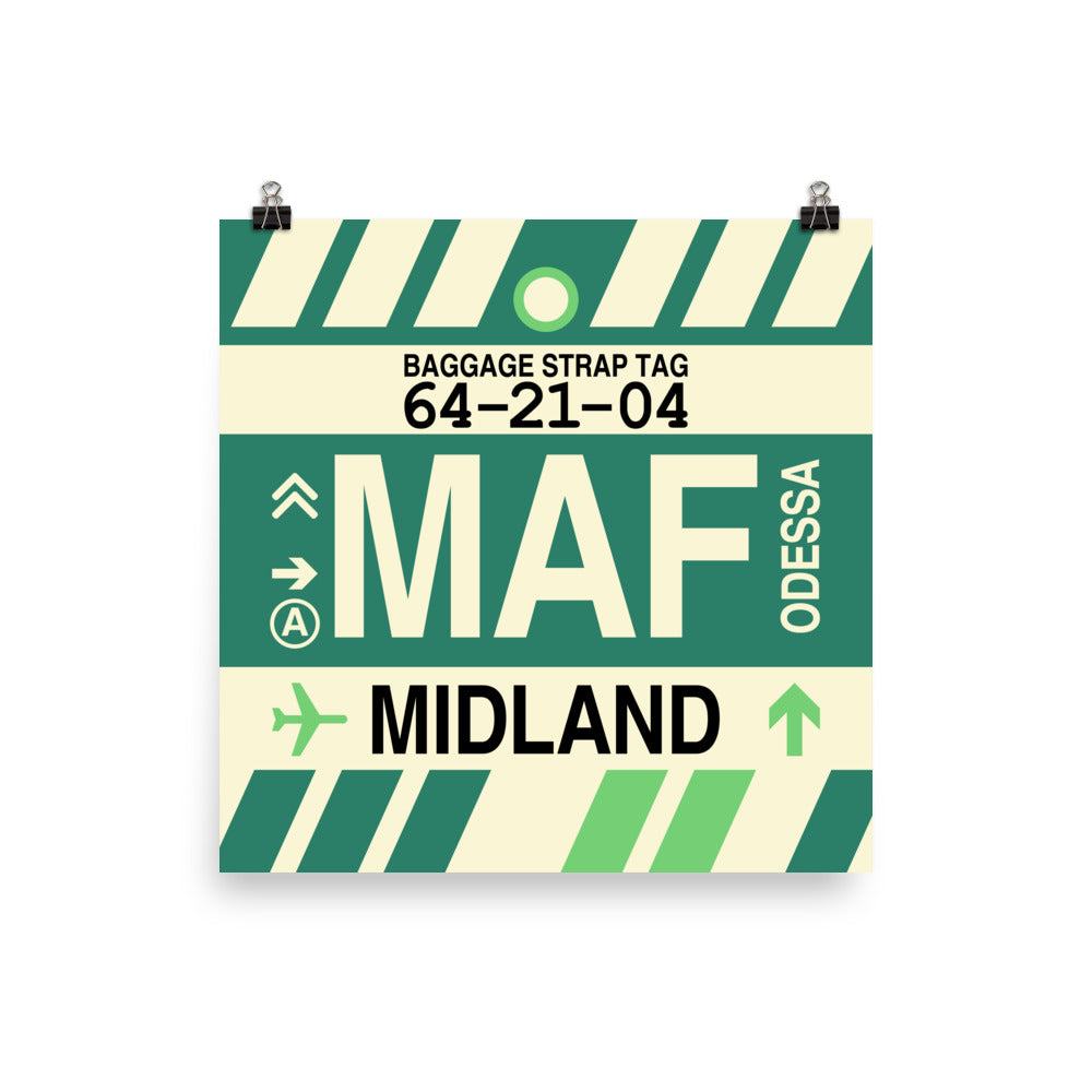 MAF Midland-Odessa Poster Print • Jet Age Baggage Tag Design • YHM Designs - Image 02