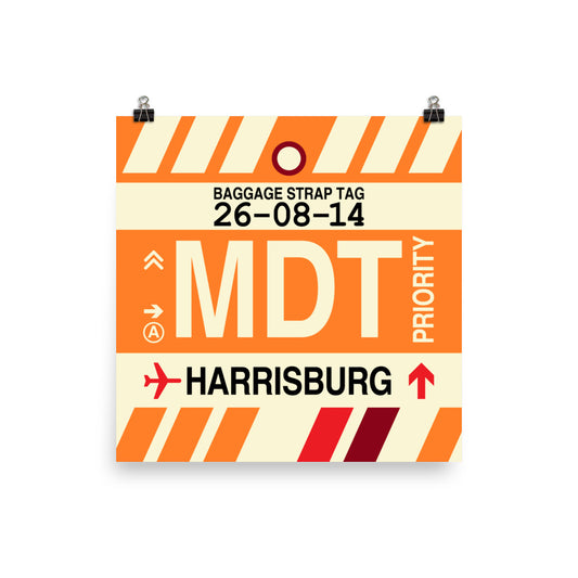 MDT Harrisburg Poster Print • Jet Age Baggage Tag Design • YHM Designs - Image 02