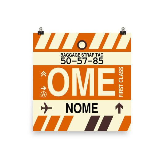 OME Nome Poster Print • Jet Age Baggage Tag Design • YHM Designs - Image 02