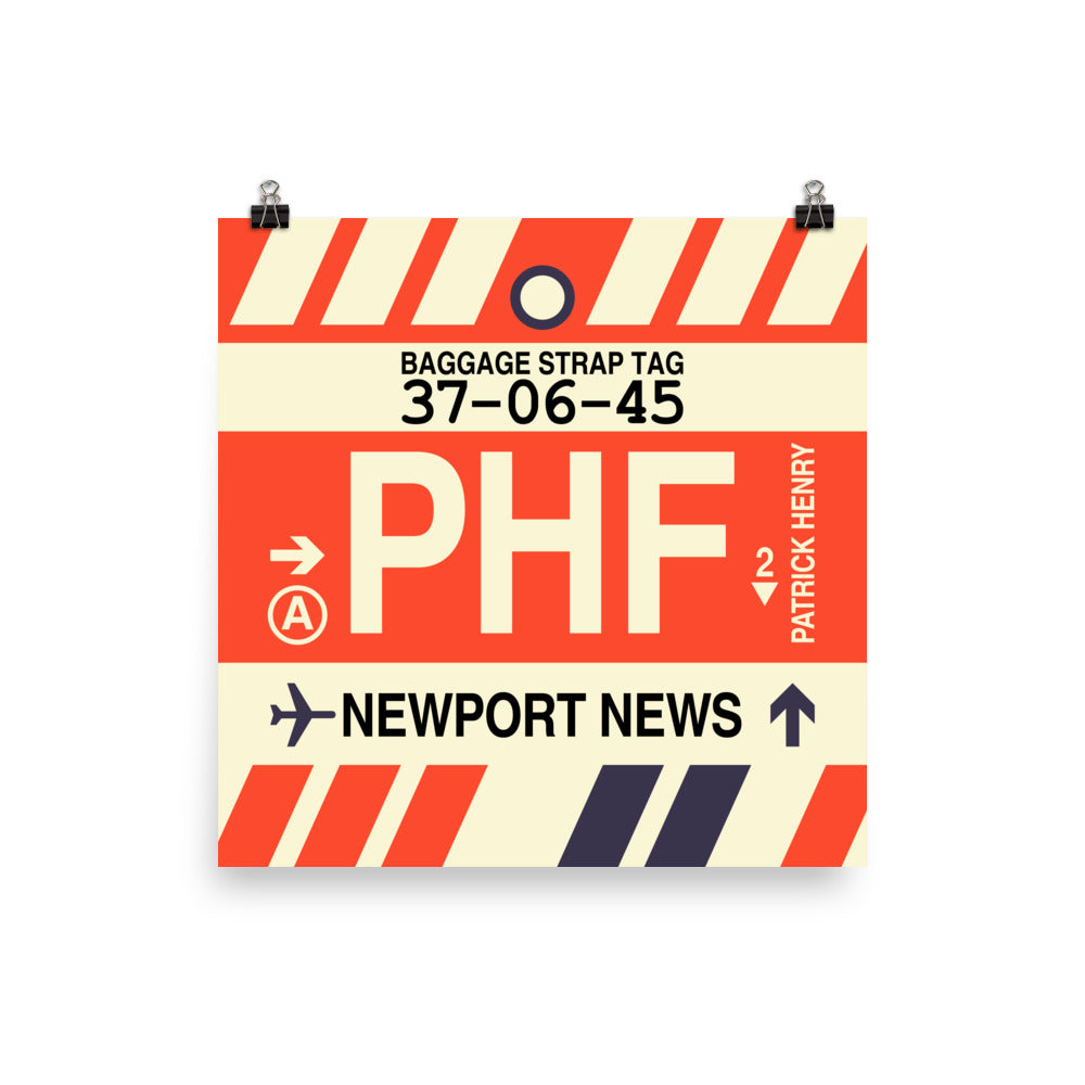 PHF Newport News Poster Print • Jet Age Baggage Tag Design • YHM Designs - Image 02