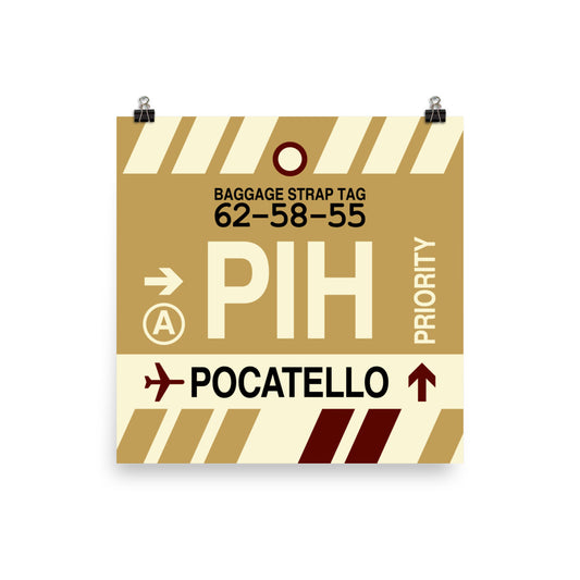 PIH Pocatello Poster Print • Jet Age Baggage Tag Design • YHM Designs - Image 02