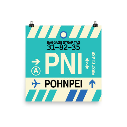 PNI Pohnpei Poster Print • Jet Age Baggage Tag Design • YHM Designs - Image 02