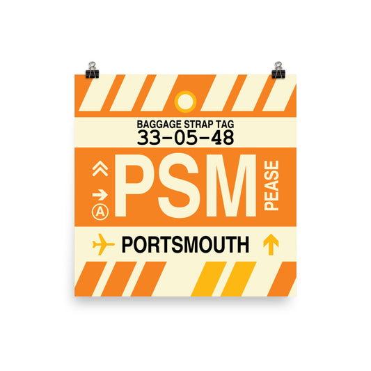 PSM Portsmouth Poster Print • Jet Age Baggage Tag Design • YHM Designs - Image 02