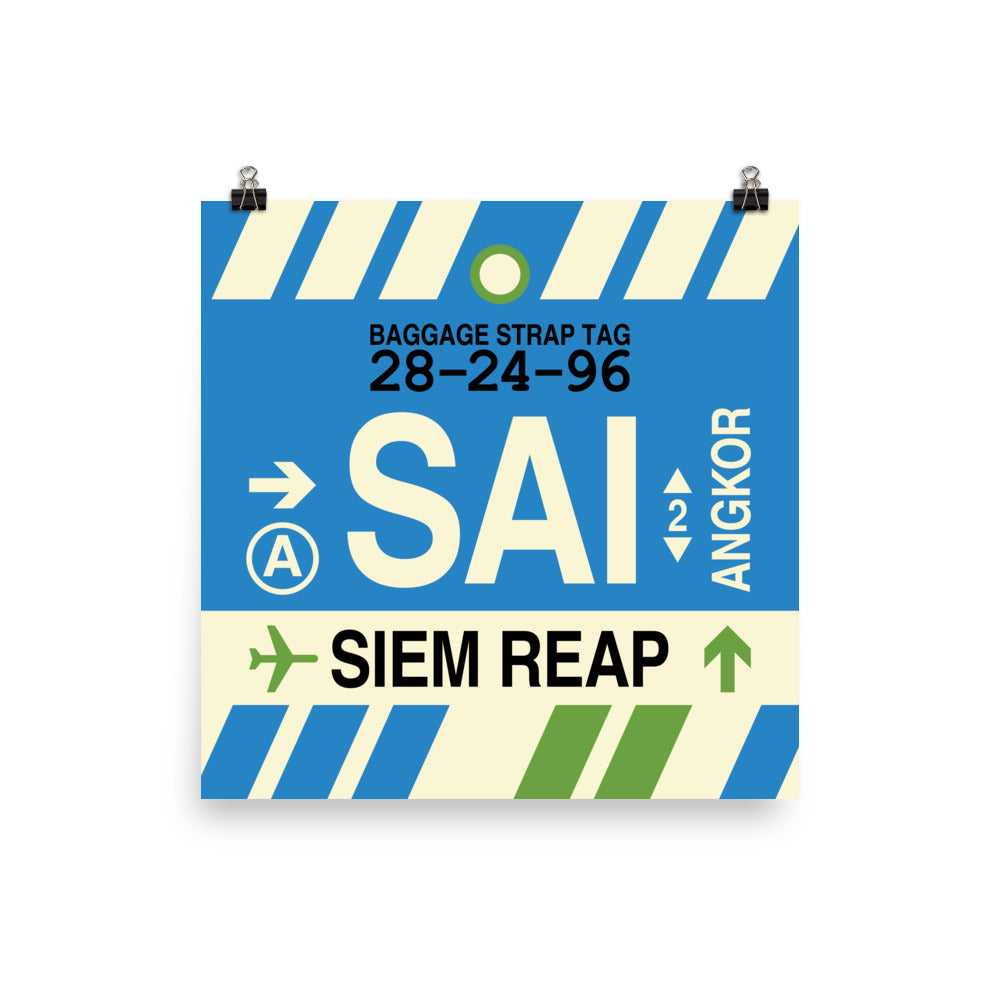 SAI Siem Reap-Angkor Poster Print • Jet Age Baggage Tag Design • YHM Designs - Image 02