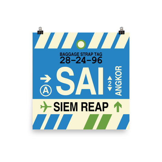 SAI Siem Reap-Angkor Poster Print • Jet Age Baggage Tag Design • YHM Designs - Image 02