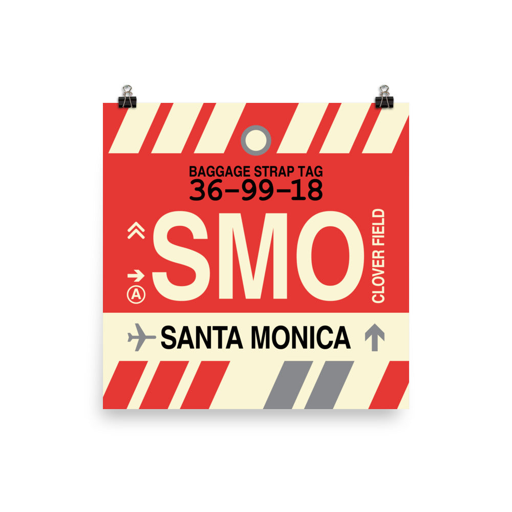 SMO Santa Monica Poster Print • Jet Age Baggage Tag Design • YHM Designs - Image 02