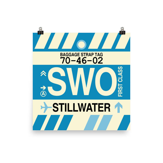 SWO Stillwater Poster Print • Jet Age Baggage Tag Design • YHM Designs - Image 02