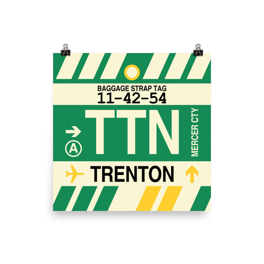 TTN Trenton Poster Print • Jet Age Baggage Tag Design • YHM Designs - Image 02
