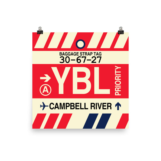 YBL Campbell River Poster Print • Jet Age Baggage Tag Design • YHM Designs - Image 02