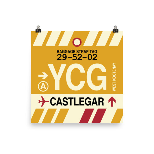 YCG Castlegar Poster Print • Jet Age Baggage Tag Design • YHM Designs - Image 02