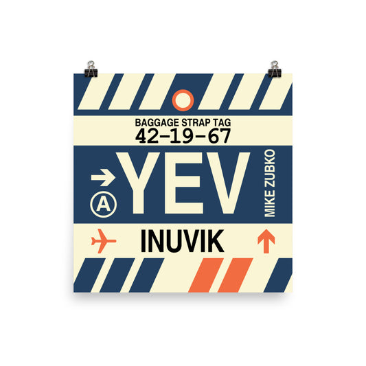 YEV Inuvik Poster Print • Jet Age Baggage Tag Design • YHM Designs - Image 02
