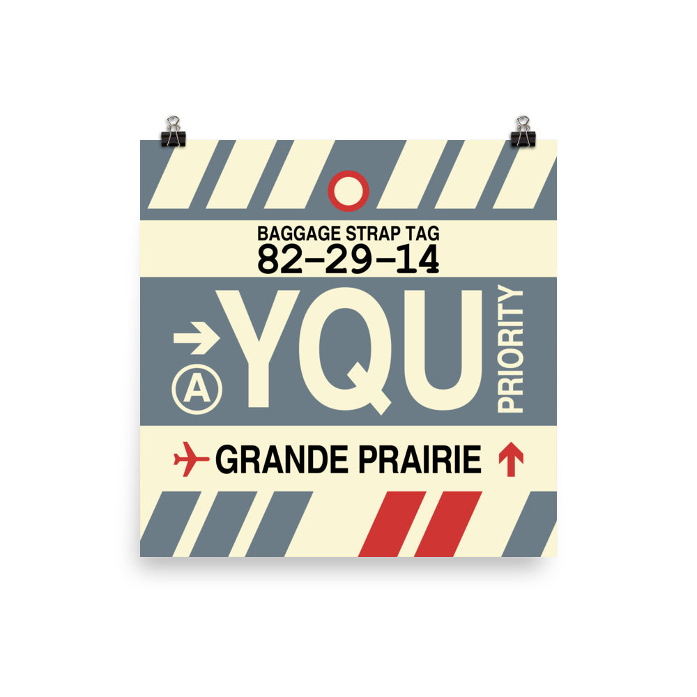 YQU Grande Prairie Poster Print • Jet Age Baggage Tag Design • YHM Designs - Image 02