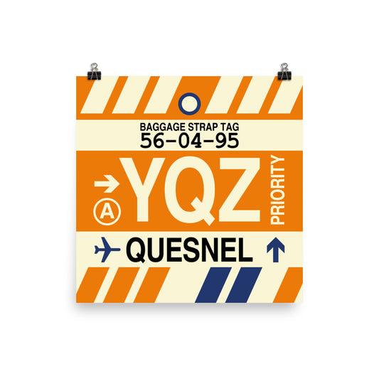 YQZ Quesnel Poster Print • Jet Age Baggage Tag Design • YHM Designs - Image 02
