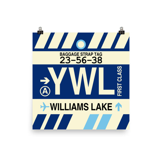 YWL Williams Lake Poster Print • Jet Age Baggage Tag Design • YHM Designs - Image 02