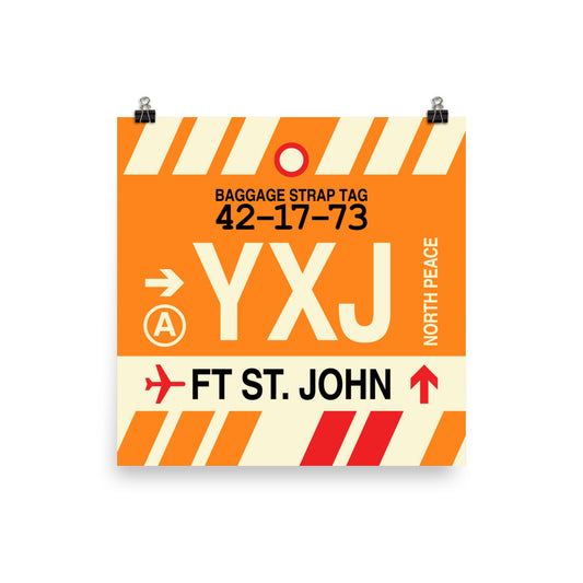 YXJ Fort St. John Poster Print • Jet Age Baggage Tag Design • YHM Designs - Image 02