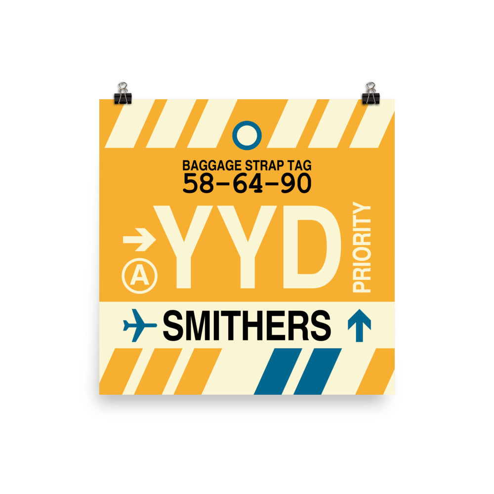 YYD Smithers Poster Print • Jet Age Baggage Tag Design • YHM Designs - Image 02