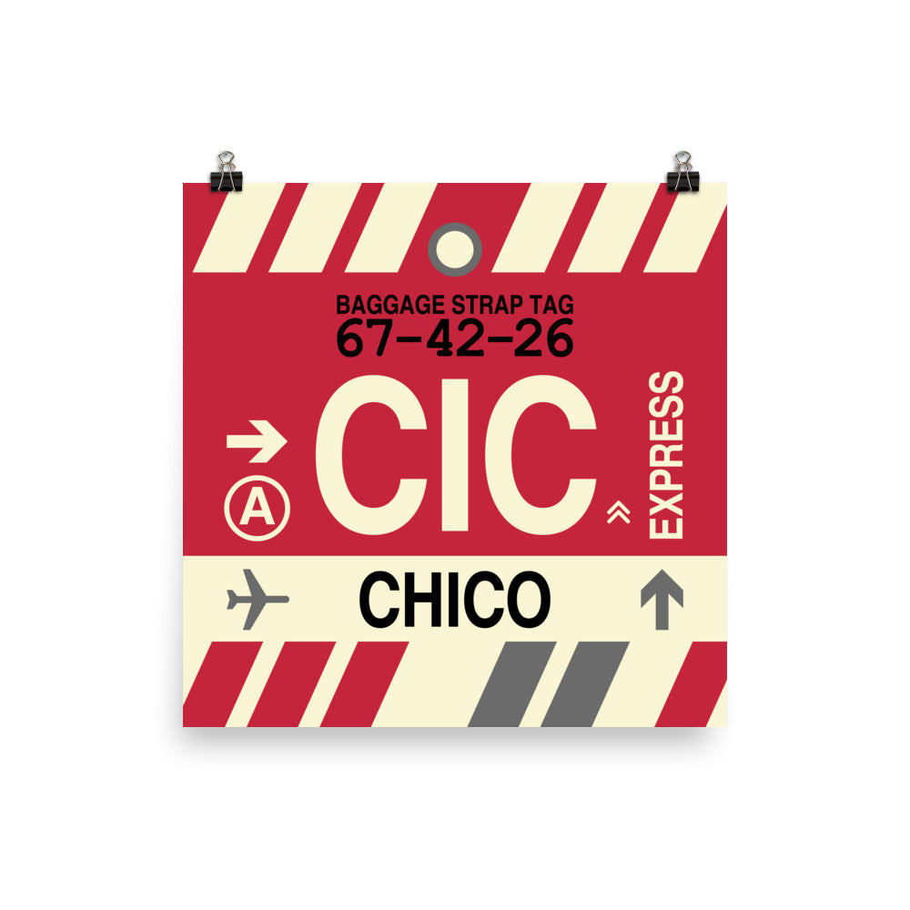 CIC Chico Poster Print • Jet Age Baggage Tag Design • YHM Designs - Image 02